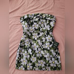 Lulu's Black Darling Sensation Black Floral Jacquard Dress